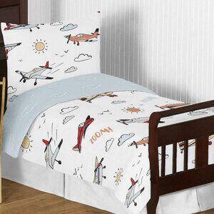 Vintage Airplane Boy Toddler Kid Bedding Set - Childrens 5 pieces NEW IN PKG